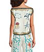 Mo Maya Namaste Sunshine Coordinating Hand Printed Scarf Top, Color:white - Image 2