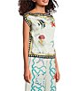 Mo Maya Namaste Sunshine Coordinating Hand Printed Scarf Top, Color:white - Image 3