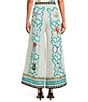 Mo Maya Namaste Sunshine Coordinating Linen Blend Hand Printed Wide Leg Pants, Color:White - Image 2