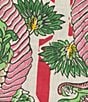 Mo Maya Red Stripe Dragon Print Camp Collar Short Sleeve Button Front Coverup Top, Color:Red - Image 4