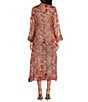 Mo Maya Ruby Floral Light Weight Long Jacket - Image 2