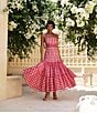 Mo Maya Runa Gingham Check and Leopard Strap Print Square Neckline Sleeveless Maxi Dress, Color:Pink - Image 12