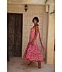 Mo Maya Runa Gingham Check and Leopard Strap Print Square Neckline Sleeveless Maxi Dress, Color:Pink - Image 15