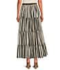 Mo Maya Sonoran Stripe Tiered Maxi Skirt, Color:White - Image 2