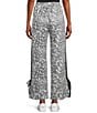 Moa Moa Animal Print Wide Leg Side Tie Pants, Color:Black - Image 2