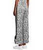 Moa Moa Animal Print Wide Leg Side Tie Pants, Color:Black - Image 4