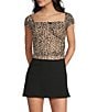 Moa Moa Animal Printed Cap Sleeve Square Neck Top - Image 1