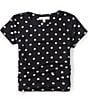 Moa Moa Big Girls Short Sleeve Polka Dot Ruched Top - Image 2
