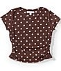 Moa Moa Big Girls Short Sleeve Polka Dot Ruched Top - Image 1