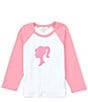 Color:Pink - Image 1 - Big Girls 7-16 Long-Sleeve Doll Silhouette Graphic Raglan T-Shirt