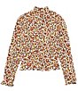 Color:Open Brown - Image 2 - Big Girls 7-16 Long Sleeve Mock Neck Animal Print Top