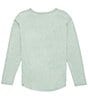 Color:Sage - Image 2 - Big Girls 7-16 Long Sleeve Pocket T-Shirt With Knot Front