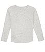 Color:Heather Gray - Image 2 - Big Girls 7-16 Long Sleeve Pocket T-Shirt With Knot Front