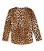 Color:Cheetah - Image 2 - Big Girls 7-16 Long-Sleeve Pocket Top