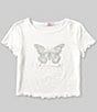 Color:Ivory - Image 1 - Big Girls 7-16 Ruffle Short Sleeve & Round Neck Graphic Design Top