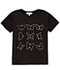 Color:Black - Image 1 - Big Girls 7-16 Short Sleeve Butterfly Graphic T-Shirt