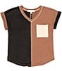 Color:Tabacco-Black-Taupe - Image 1 - Big Girls 7-16 Short-Sleeve Color Block Pocket T-Shirt