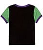 Color:Black - Image 2 - Big Girls 7-16 Short Sleeve Crew Neck Color Block Spooky Season T-Shirt