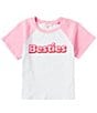 Color:White Bubblegum Pink - Image 1 - Big Girls 7-16 Short Sleeve Doll Silhouette Graphic Raglan T-Shirt
