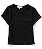 Color:Jet Black - Image 1 - Big Girls 7-16 Short-Sleeve Ribbed T-Shirt