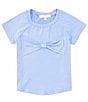 Color:Dark Blue - Image 1 - Big Girls 7-16 Short Sleeve Tie-Front T-Shirt