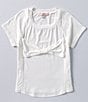 Color:Ivory - Image 1 - Big Girls 7-16 Short Sleeve Tie-Front T-Shirt