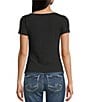 Moa Moa Moa Moa Crewneck Neck Short Sleeve Button-Front Top, Color:Black - Image 2