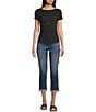 Moa Moa Moa Moa Crewneck Neck Short Sleeve Button-Front Top, Color:Black - Image 3