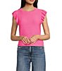 Moa Moa Crewneck Ruffle Short Sleeve Top - Image 1