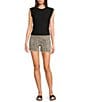 Moa Moa Crewneck Ruffle Short Sleeve Top, Color:Black - Image 3