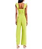 Color:Bright Chartreuse - Image 2 - Flutter Strap Notch Front Jumpsuit