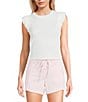 Moa Moa Knit Round Neck Short Ruffle Sleeve Top - Image 1