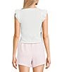 Moa Moa Knit Round Neck Short Ruffle Sleeve Top - Image 2