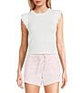 Moa Moa Knit Round Neck Short Ruffle Sleeve Top - Image 1
