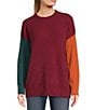 Moa Moa Long Sleeve Color Block Tunic Sweater, Color:Red Pear - Image 1