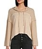 Color:Taupe - Image 1 - Long Sleeve Drawstring Lightweight Hoodie