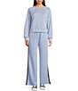 Moa Moa Low Rise Wide Leg Pants, Color:Light Blue/Navy/Off White - Image 3