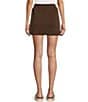 Moa Moa Mid Rise Drawstring Coordinating Mini Skort, Color:Chocolate - Image 2