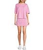 Moa Moa Mid Rise Drawstring Coordinating Mini Skort, Color:Bubble Gum - Image 3