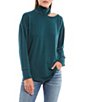 Color:Forest Green - Image 1 - Mock Neck Cutout Long Sleeve Pull On Top