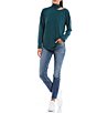 Color:Forest Green - Image 3 - Mock Neck Cutout Long Sleeve Pull On Top