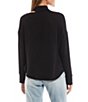 Color:Black - Image 2 - Mock Neck Cutout Long Sleeve Pull On Top