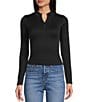 Moa Moa Mock Neck Long Sleeve Quarter Zip Top - Image 5