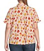 Color:Floral Multi - Image 2 - Plus Size Floral Print Woven Collared Short Ruffled Sleeve Tiered Button Front Shirt