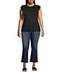 Moa Moa Plus Size Flutter Sleeve Top, Color:Black - Image 3