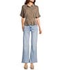 Moa Moa Point Collar Short Sleeve Button Front Cinched Top - Image 6