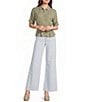 Moa Moa Point Collar Short Sleeve Button Front Cinched Top - Image 3