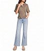 Moa Moa Point Collar Short Sleeve Button Front Cinched Top - Image 6
