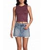 Moa Moa Ribbed Crew Sleeveless Rhinestone Crop Top - Image 5