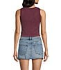 Moa Moa Ribbed Crew Sleeveless Rhinestone Crop Top - Image 6